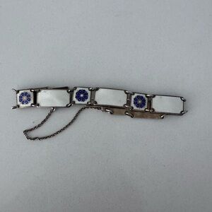 🇳🇴 Vintage David Andersen Norwegian Sterling Enamel Bracelet – White